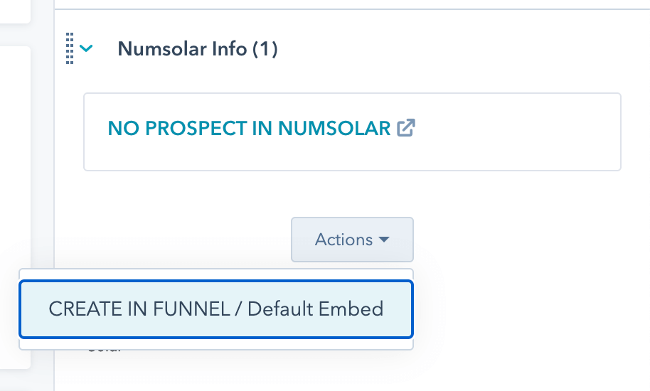 Create new solar report from Hubspot through Numsolar integration
