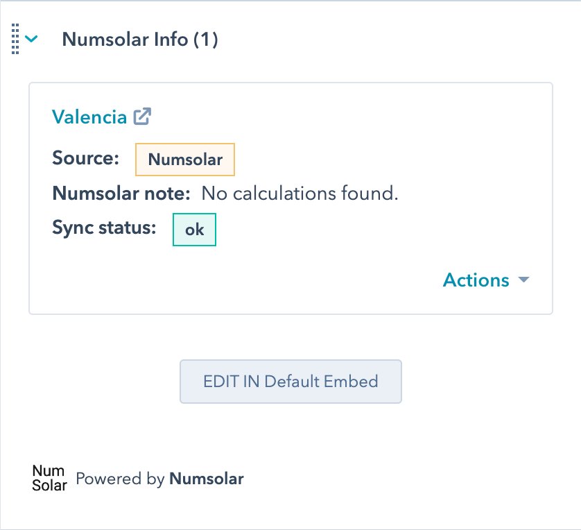 New DEAL for solar panel installation in HubSpot created automatically by Numsolar through the integration