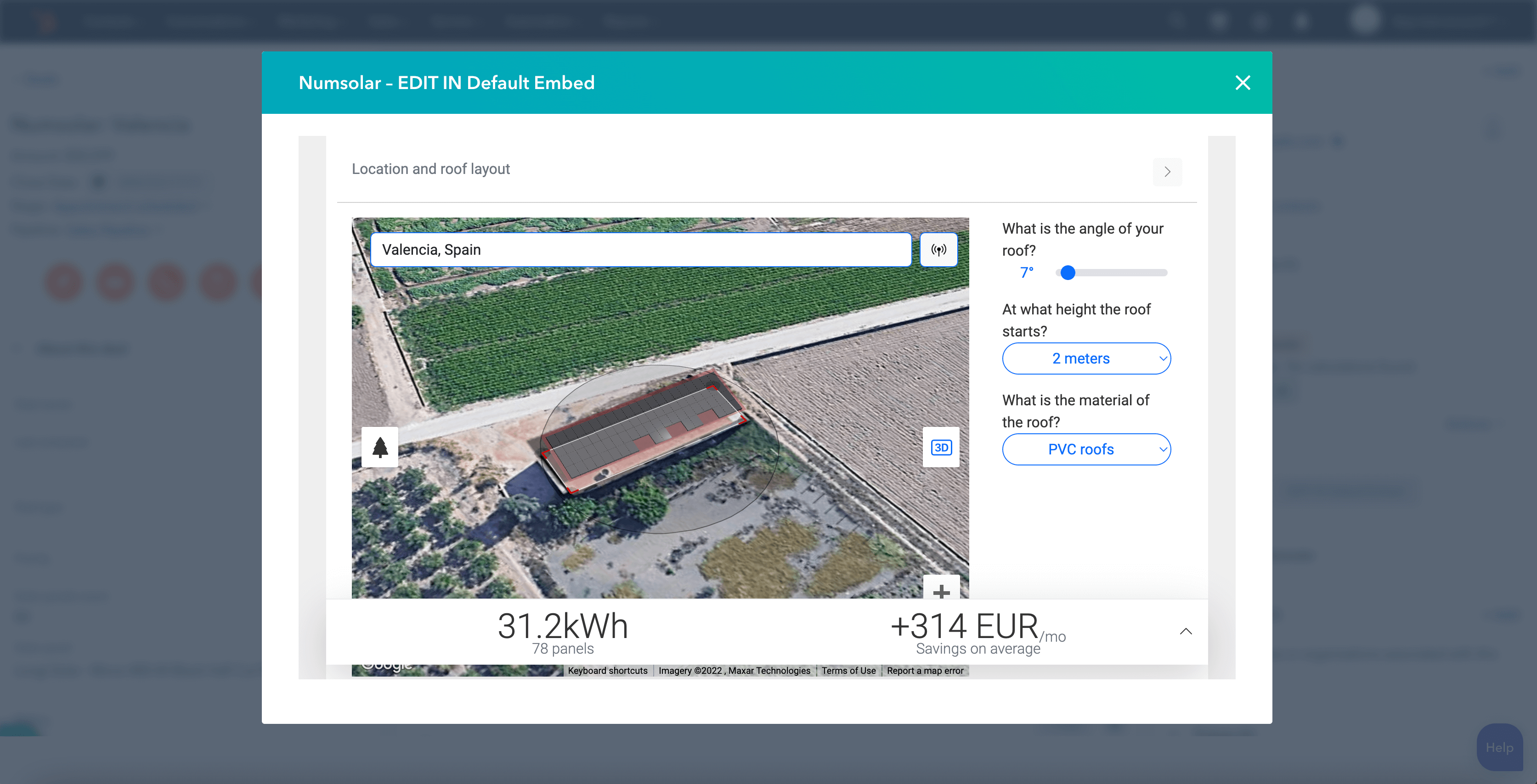Edit solar panels calculations and quote from Hubspot through Numsolar integration