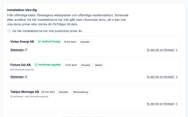 Installatörer nära dig: företag ur katalogen med avstånd, verifierade uppgifter och tjänster.